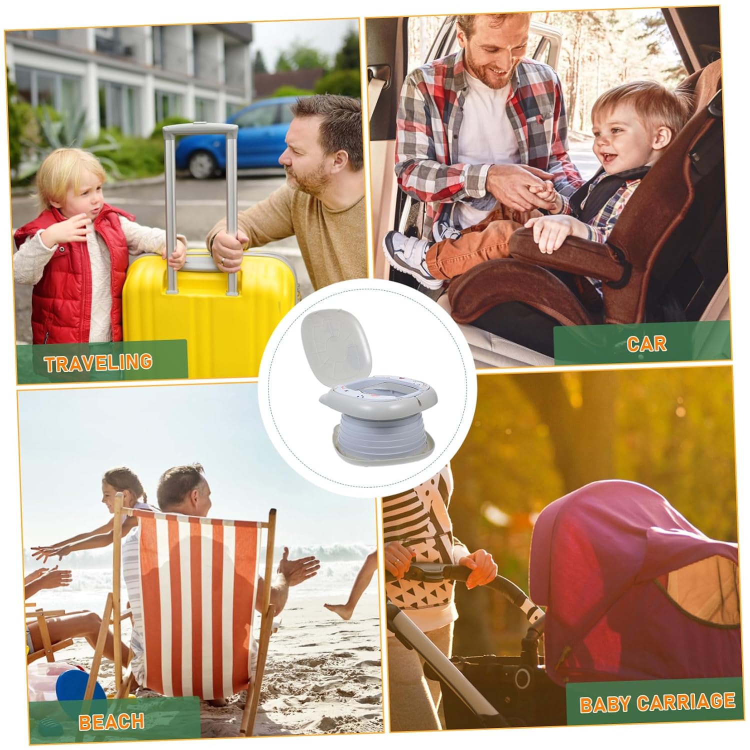 MERRYHAPY Car Potty for Boys and Girls Collapsible Travel Potty Training Seat for Boys Girls Portable Toilet Storage Bag Camping Car Friendly