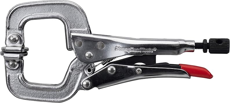 Strong Hand Tools 6" Locking C-Clamp, Swivel Pad, Max Clamping Capacity 2 50 mm, Throat Depth 1-13/16 46 mm, Vinyl Coated Quick Release Handle, PR6S, Strong Hand Tools