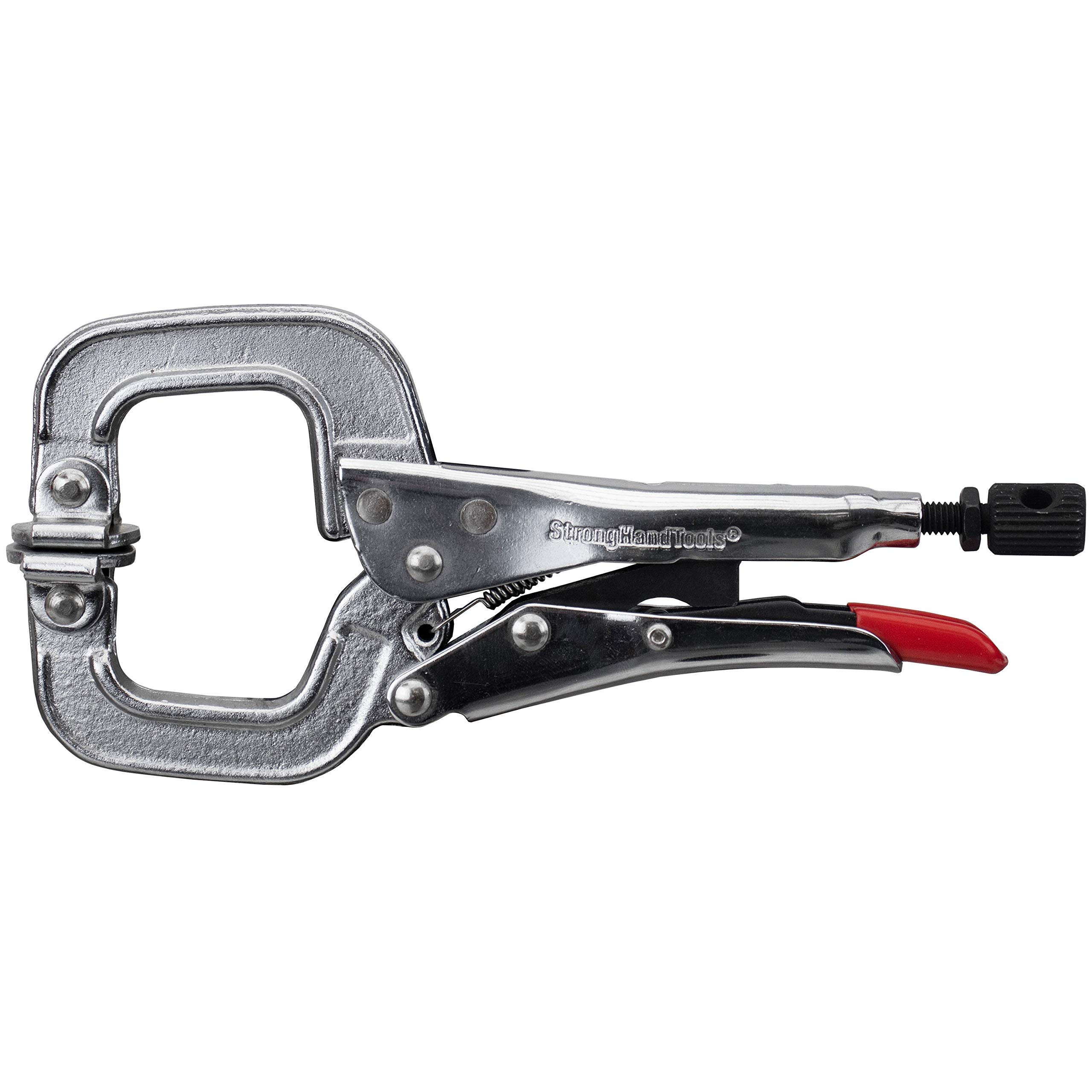 Strong Hand Tools 6" Locking C-Clamp, Swivel Pad, Max Clamping Capacity: 2″ (50 mm), Throat Depth: 1-13/16″ (46 mm), Vinyl Coated Quick Release Handle, PR6S, Strong Hand Tools