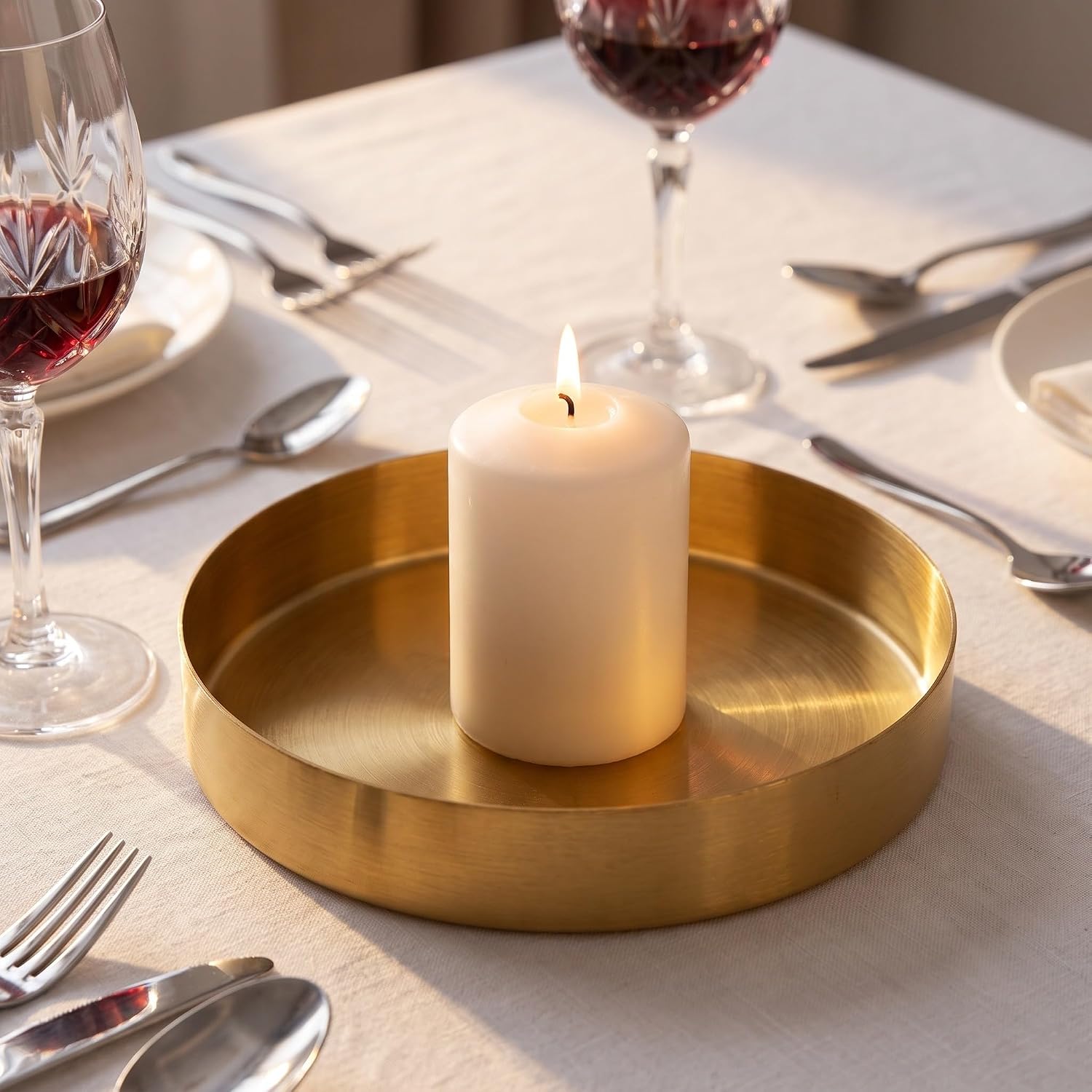 3pcs Round Gold Decorative Trays Stainless Steel for Home Kitchen image 5
