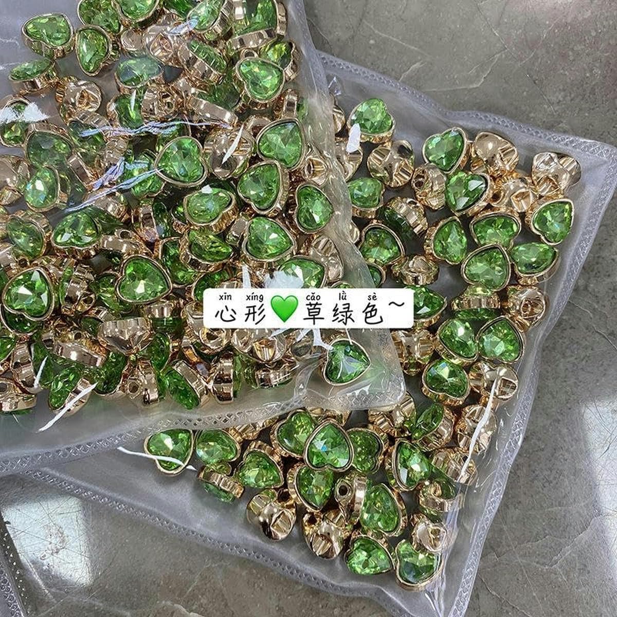 10 mm 100 pièces en forme de cœur foret en métal strass boutons pour coudre bouton de tige en strass boutons en strass pour cardigans-Champagne-10 mm 100 pièces