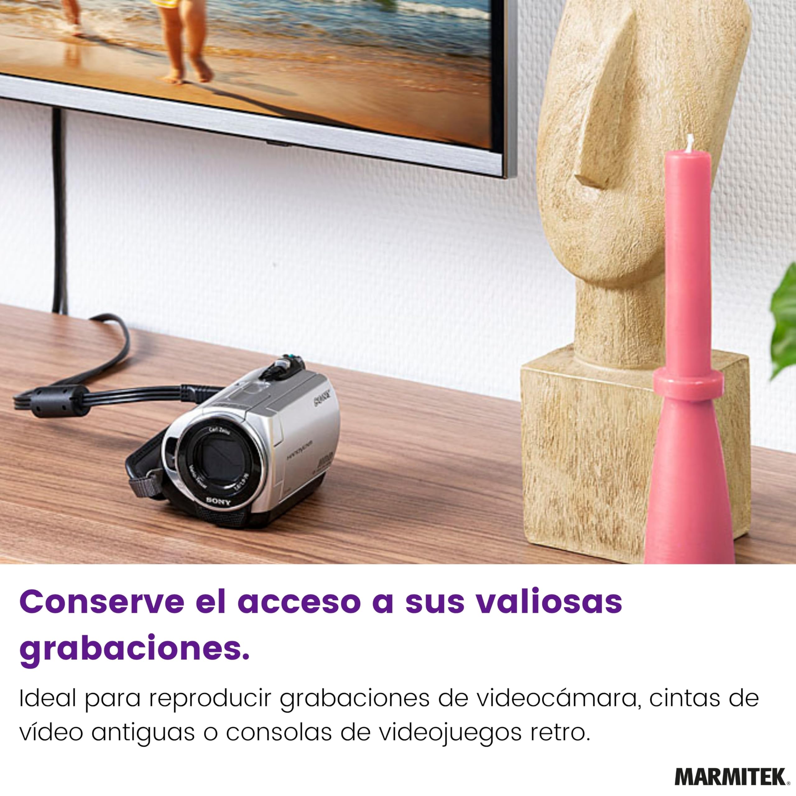 Marmitek Connect AH31 - Convertidor SCART RCA AV a HDMI 720p 1080p | Adaptador para TV y proyector, convierte vídeo compuesto y audio estéreo a HDMI, selector 720p/1080p y Plug & Play