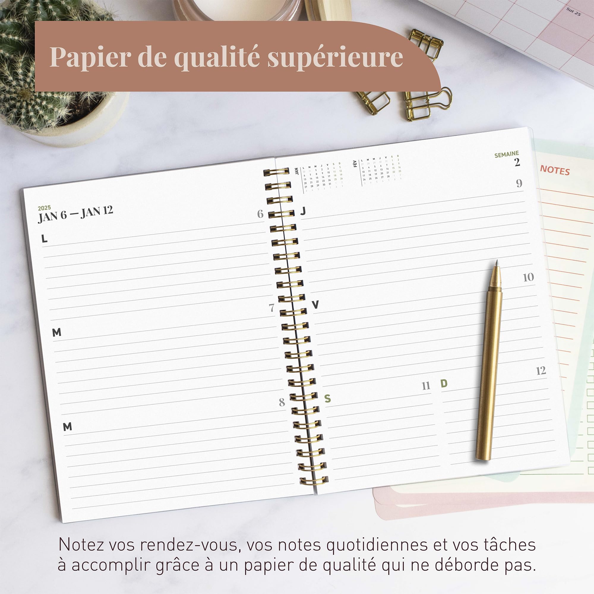 Rileys & Co Planificateur Mensuel et Hebdomadaire, Couverture Flexible, Reliure à Double Spirale, Pages de Notes, Calendrier Vert