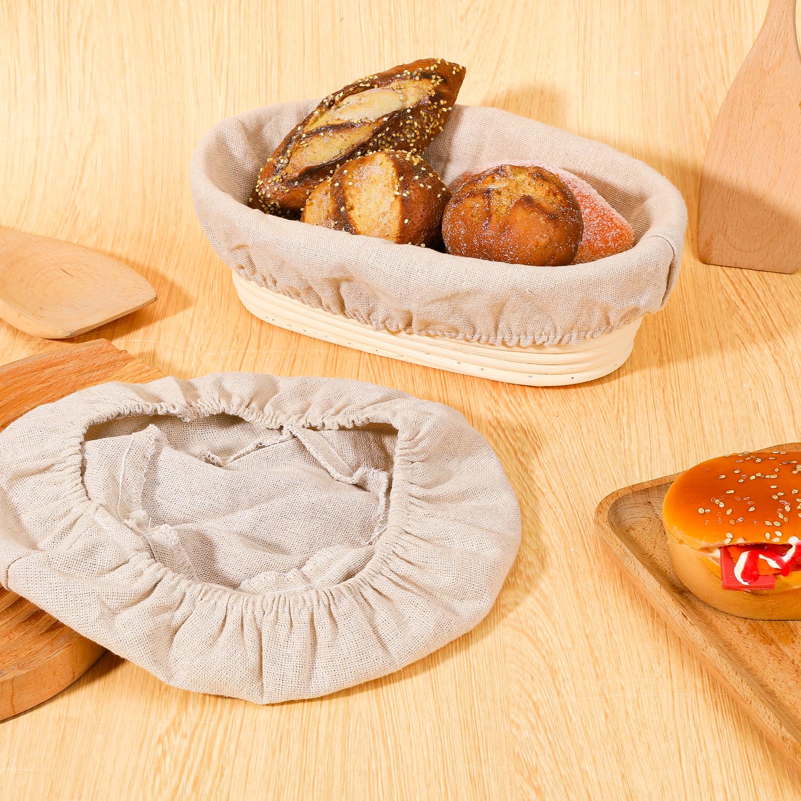 6-teiliges Brotgärkörbe Set – 3 Ovale (25,4 Cm) & 3 Runde (22,9 Cm) Mit Leinen-Futter | Für Selbstgemachtes Brot