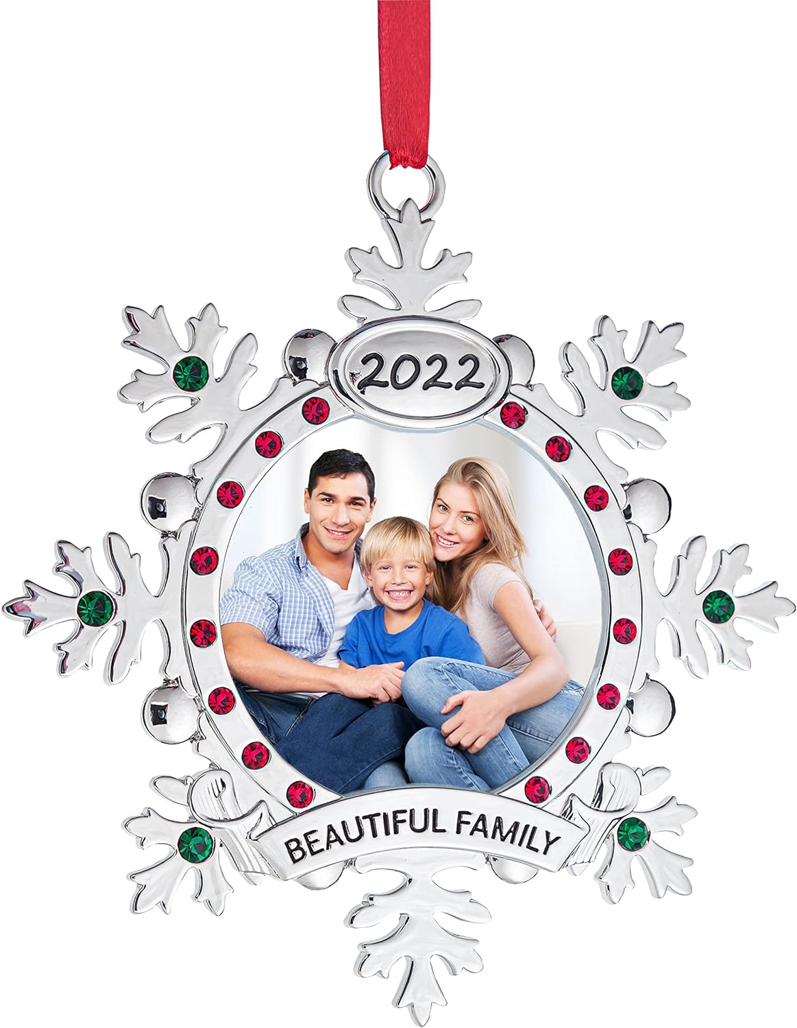 Klikel Christmas Photo Ornament 2022 Family Ornament Silver