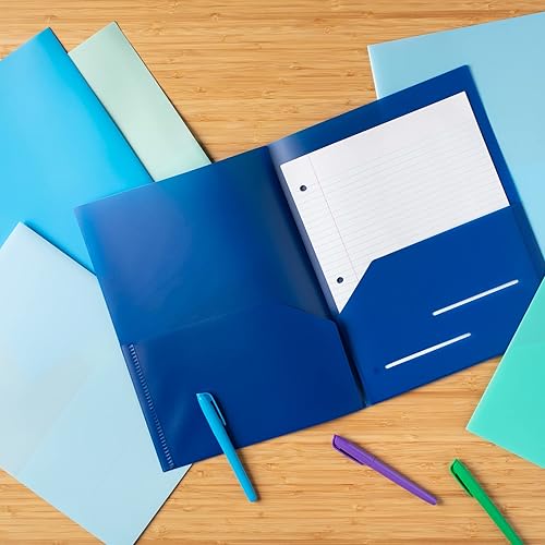 Miniatura 3 de Youngever Paquete de 12 carpetas de plástico resistente con dos bolsillos, carpetas de plástico resistente con 2 bolsillos, colores costeros