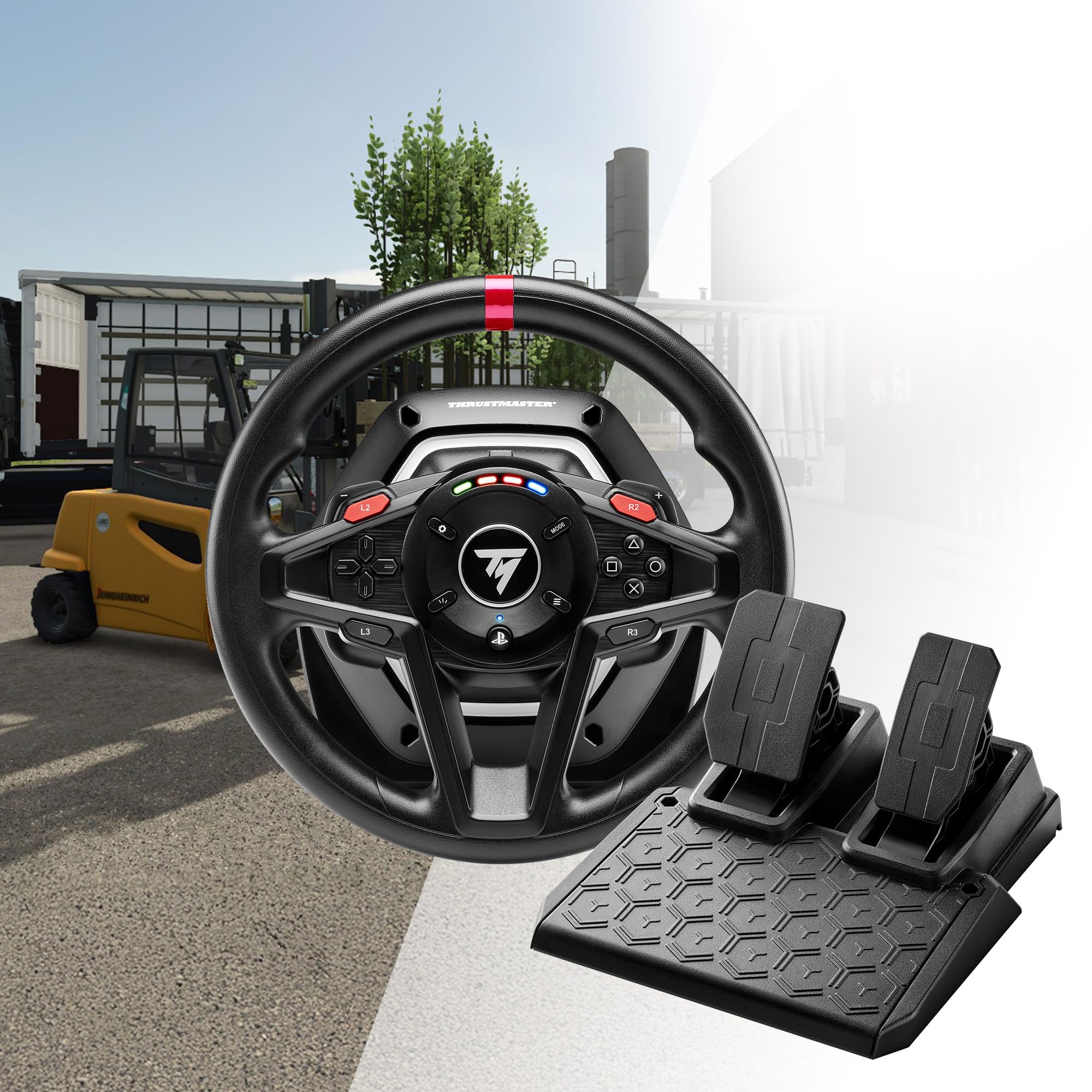 Thrustmaster T128 SimTask Farming Pack – Lenkrad & FarmStick Set für PS5 & PC – Inkl. Halterung & Pedale – Magnetische Schaltwippen & Präzisions-Joystick für Landwirtschafts-Simulator – Schwarz - 4