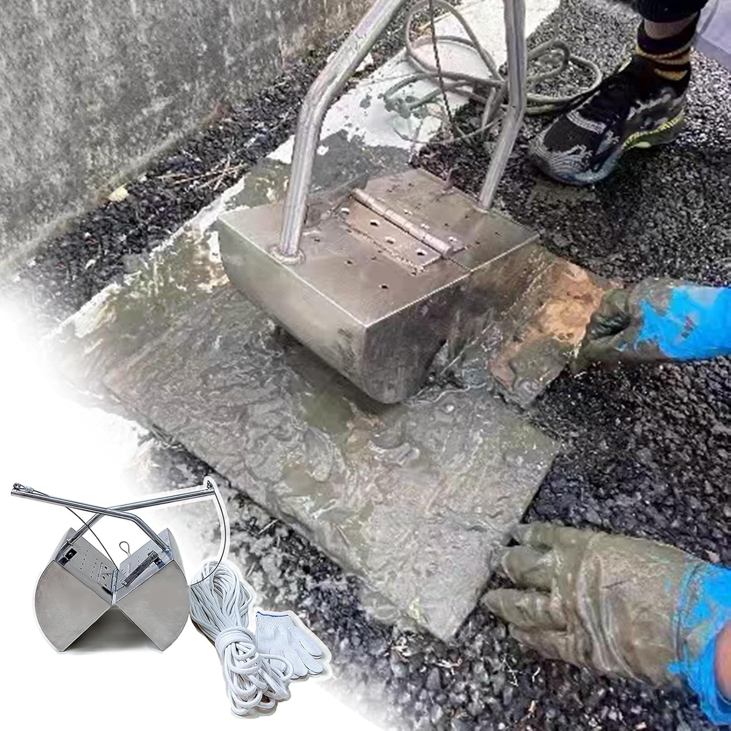 Stainless Steel Sludge Sampler Grabs Bucket for Mud and River Lake Sediment Collection w/Rope & Glove (3L)