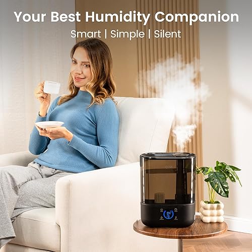 Miniatura 9 de COMHOMA Humidificadores inteligentes para dormitorio, humidificador de llenado superior de 5 L, difusor de aceite esencial para bebés y plantas, 3