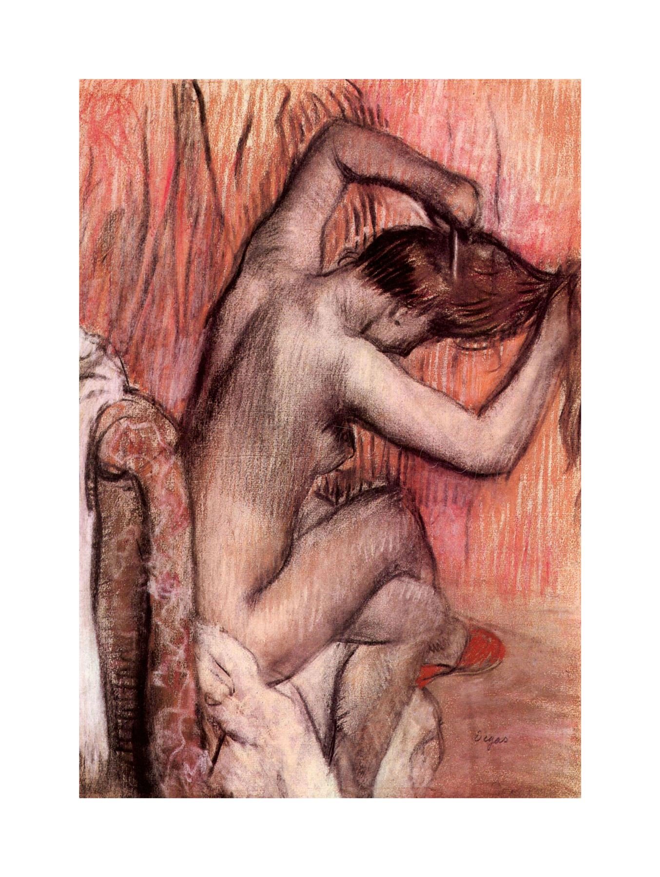 Wee Blue Coo Painting Degas Sitting Brushing Old Master Wall Art Print