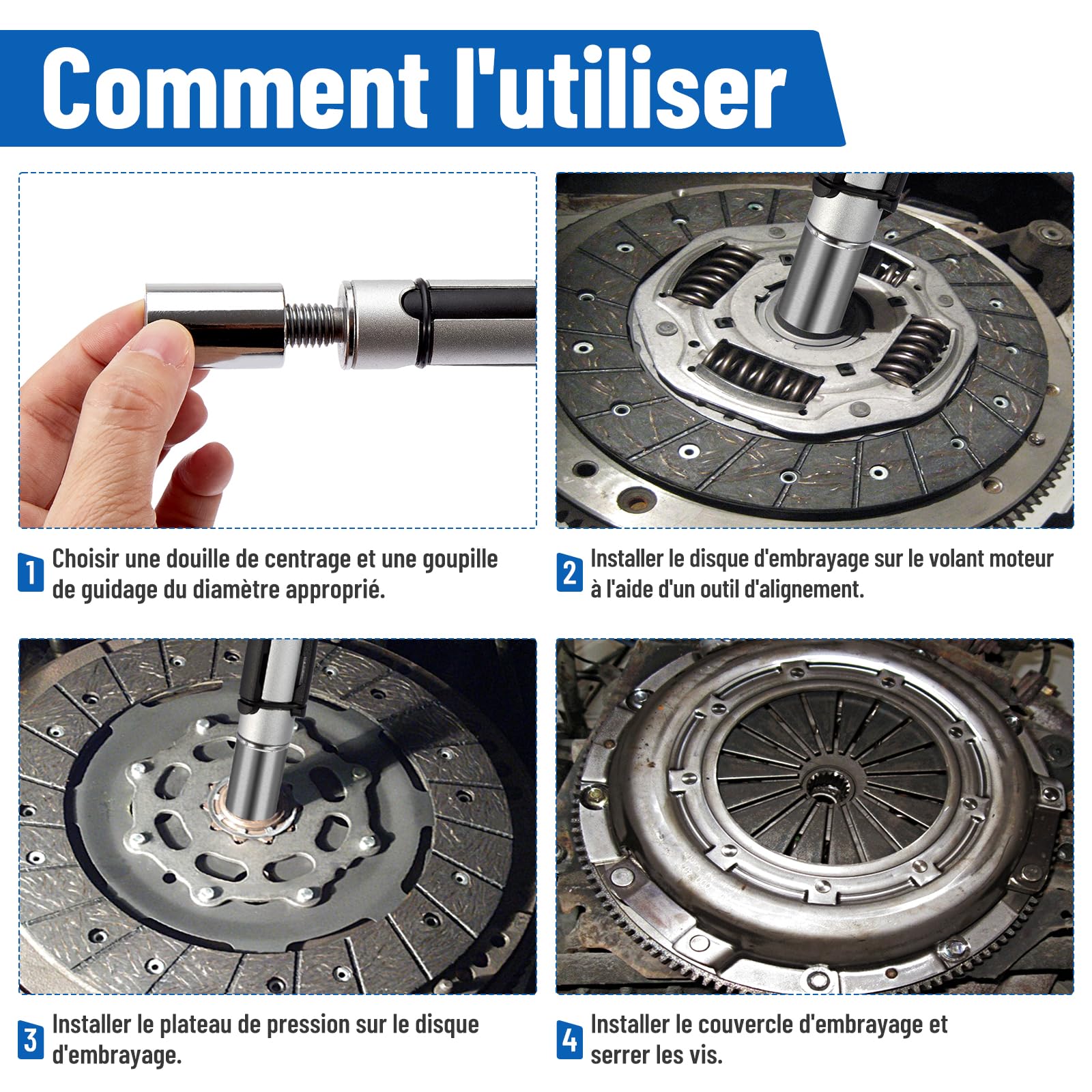 11 Pièce Centreur Embrayage Universel, 12-20mm Outil de Centrage d'embrayage, Coffret Centreur Embrayage Portable pour la Plupart des Voitures et Véhicules Utilitaires Légers