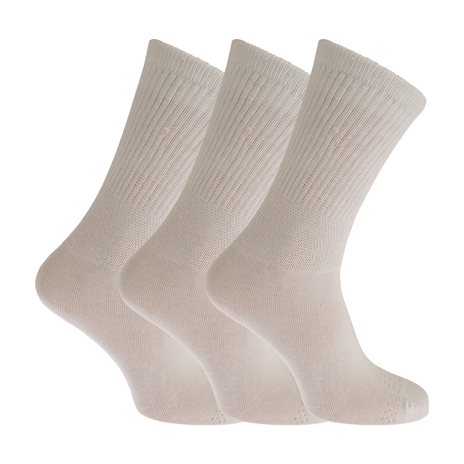 Hduk Mens Socks Men's White 3X Pairs Of Extra Wide Comfort Fit 'Wide Feet' Diabetic Socks / Uk 6-11 Eur 39-45 (White)