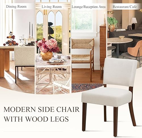 Miniatura 5 de COLAMY Juego de 4 sillas de comedor tapizadas, modernas sillas de cocina con respaldo, sillas laterales de tela de granja con patas de madera para