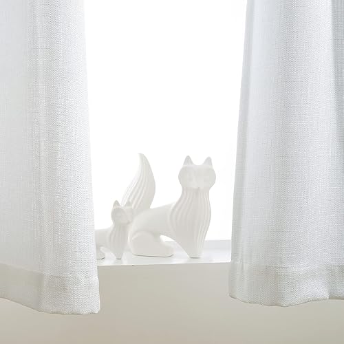 Miniatura 6 de Lazzzy Cortinas de cocina con textura de lino, cortinas semitransparentes para sala de estar, cortinas filtrantes de luz de 24 pulgadas de largo,