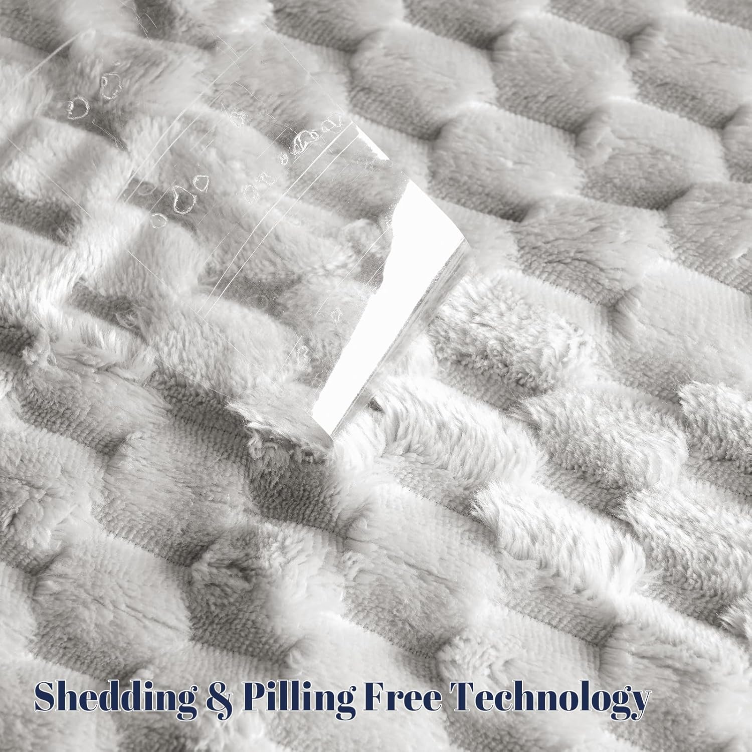 PHF Ultra Soft Flannel Fleece Blanket Queen Size, Lightweight 3D Jacquard Fleece Blanket, No Shedding, No Pilling, Luxury 340GSM Aesthetic Fluffy Cozy for Bed Room Decor, 90"x90", Light Grey - Image 8