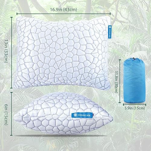 Miniatura 12 de QUTOOL Juego de 2 almohadas refrescantes mejoradas de tamaño Queen, almohadas de espuma viscoelástica trituradas CertiPUR-US para personas que