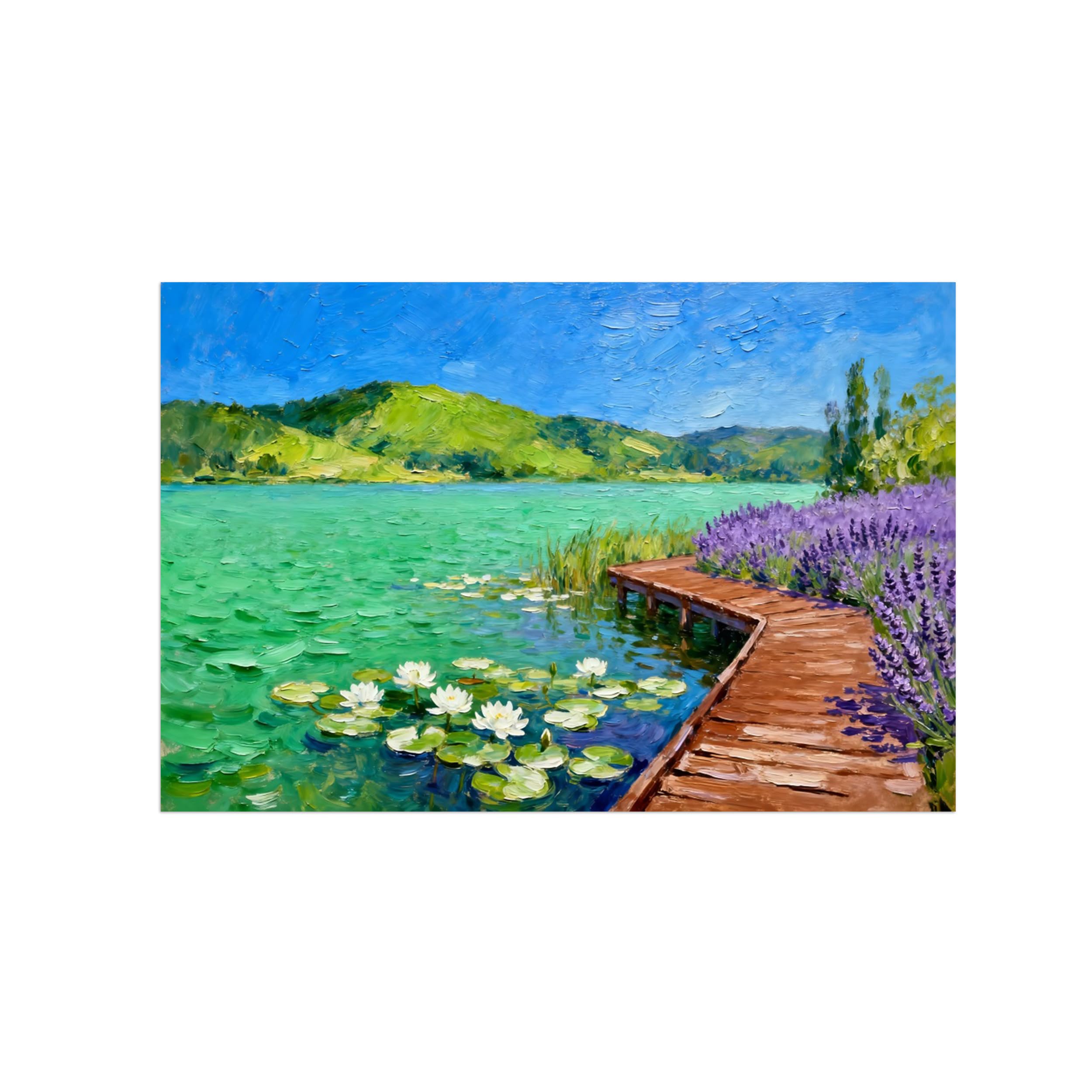 OZPWBVY Lake Bridge Landscape Canvas Wall Art Picture 80x120cm Unframed