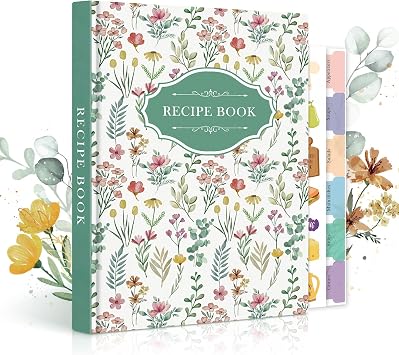 Lanpn Blank Recipe Book Cookbook for 70 Recipes, A5 Waterproof Empty Recipe Notebook to Organize Your Family Recipes, Leather Cooking Journal with Stickers to Write in Your Own Recipes, Green