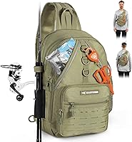 KastKing Karryall Sling Tackle Bag: Fishing Sling Pack with Rod Holder, MOLLE Webbing, Soft Bait Storage & Gear Organization