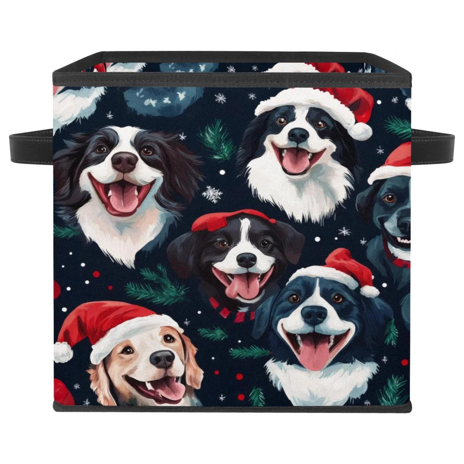 Grand cube de rangement Happy Dogs en tissu Oxford durable de 27,9 cm