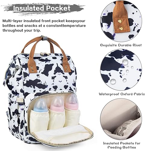 Miniatura 3 de LIMHOO 4 en 1 bolsa de pañales mochila conjunto para bebés niñas mamá gran capacidad impermeable bolsa de cuidado del bebé multifunción bolsa de