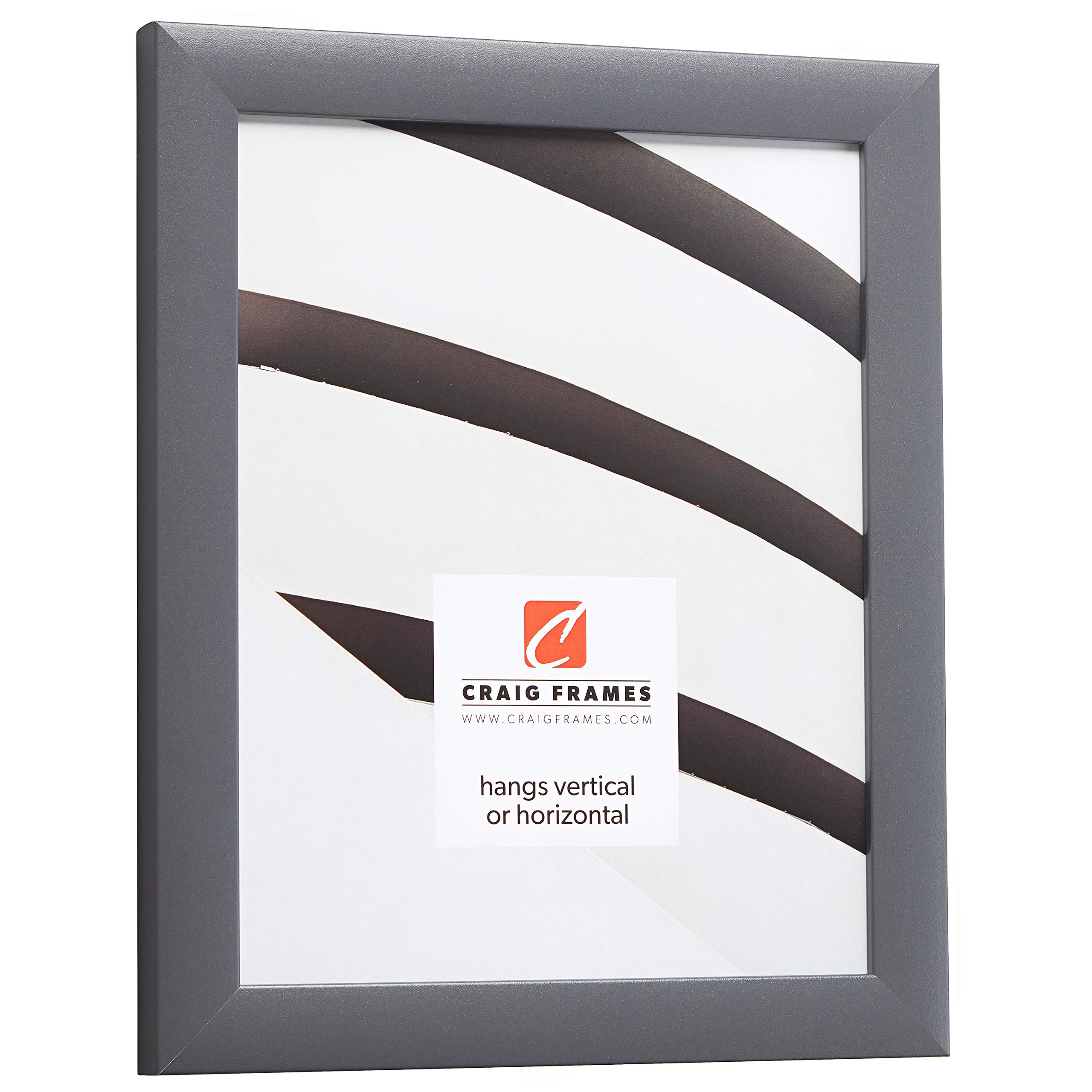 Craig Frames 12 x 18 Inch Grey Picture Frame, Single White Collage Mat with 2, 8 x10 Inch Openings