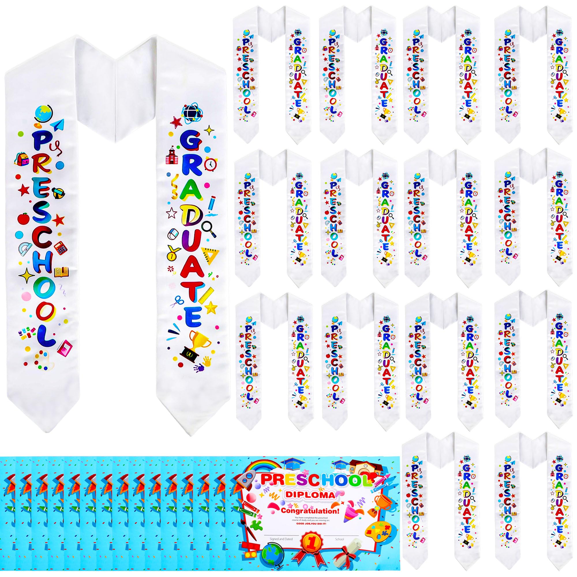 View 1 of **View Clerk Notes**Mikasee Preschool Graduation Stole Set with Diplomas (15 Sets)