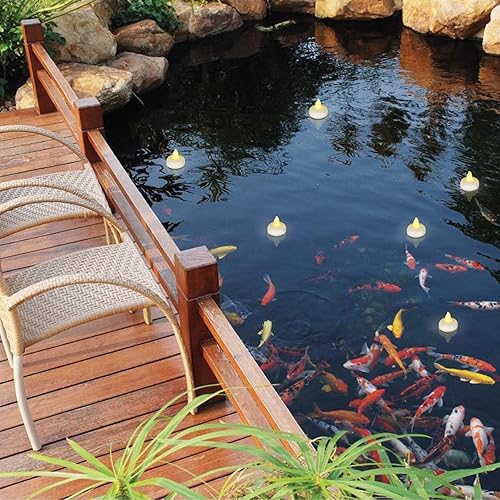 Miniatura 9 de 12 velas LED flotantes impermeables sin llama, funciona con pilas, luces LED flotantes blancas cálidas, velas votivas para bodas, fiestas, centros