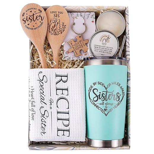 ELEMENU Sisters Gifts from Sister, Sister Birthday Gifts from Sister, Christmas, Birthday, Mothers Day, Valentines Day, Gifts for Sister/Sister in Law, Sister Birthday Gift Basket ideas
