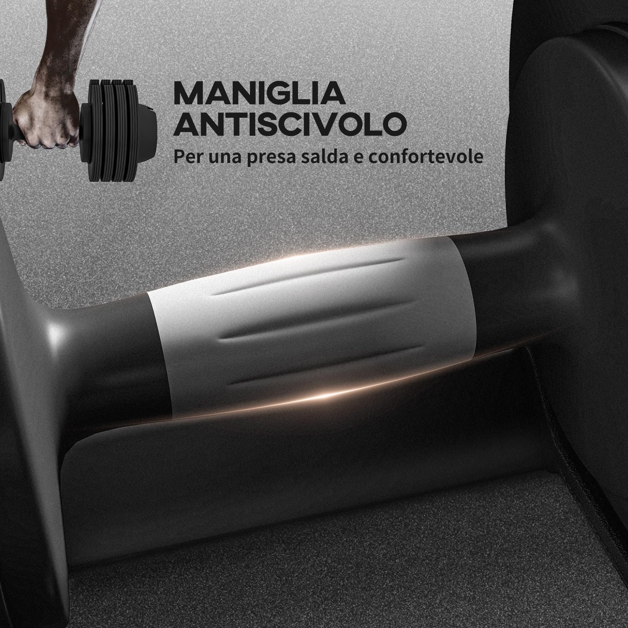 SPORTNOW Set Pesi Palestra, Set di Manubri Regolabili per Braccia con Base di Stoccaggio e Impugnatura Antiscivolo, Pesi Manubri, per Allenamento Fitness Casa e Palestra, Nero