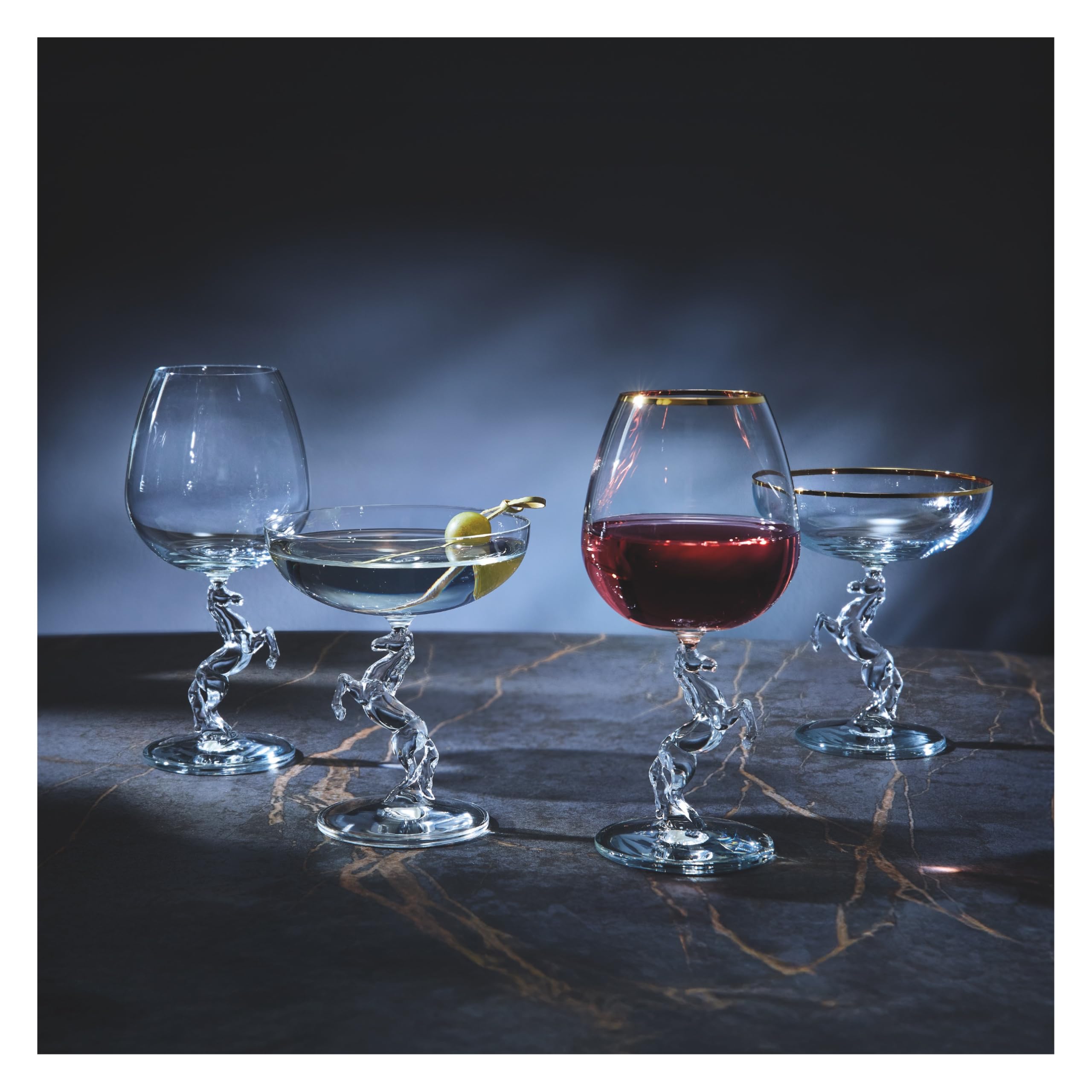 RITZENHOFF 9011001 Champagnerglas 200 ml, Serie Reitkristall – mit schlichtem, edlem Design und Stiel in Form eines steigenden Pferdes – Made in Germany