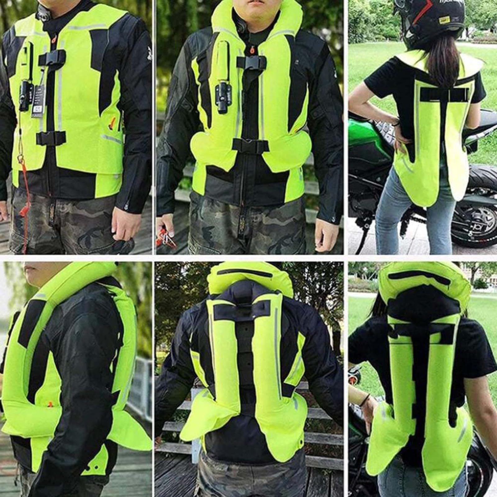 Motorrad Airbag Weste mit 0,3S Inflation, Faltbare Rückenschaukel, Nacken- & Schwanzschutz für Motocross, Fahrradrennen