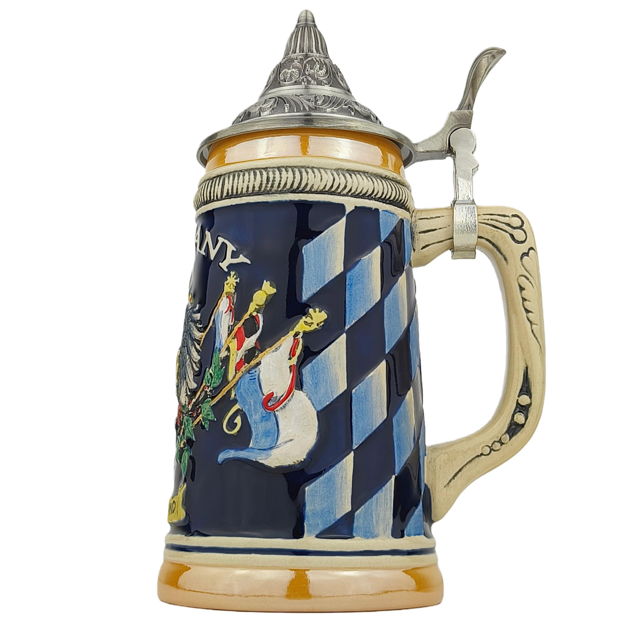 Jarra de cerveza con tapa, 0,6 l, hecha a mano, diseño de Alemania, tradicional para fiestas de cerveza, hogar y colección, regalo para hombres y amantes de la cerveza