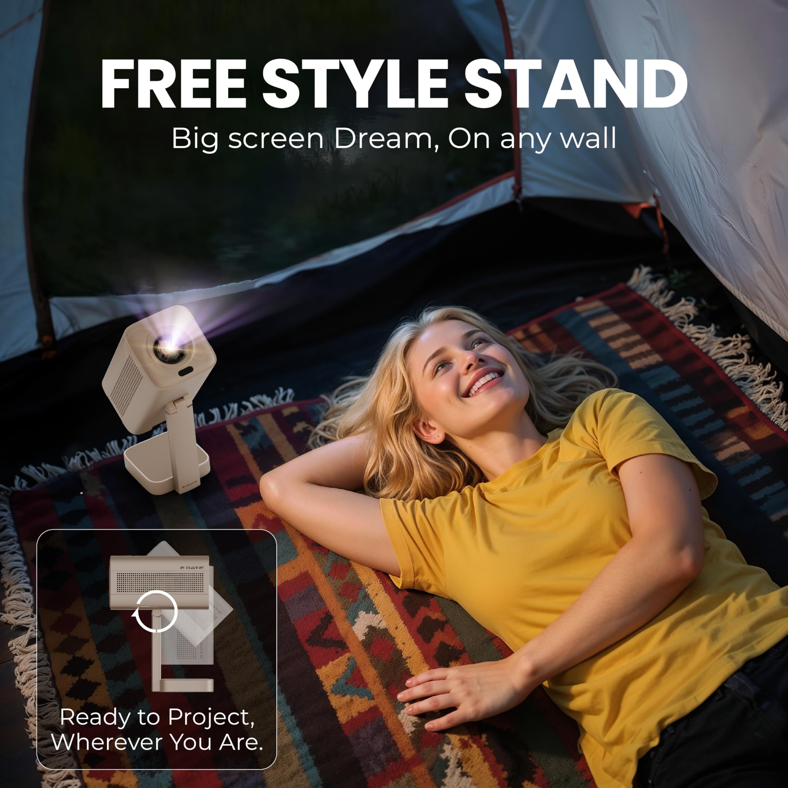 E GATE Atom 4X+ Fully Automatic Projector 4k Ultra HD | Whale TV+ Live TV on Android | Brightest 400 ISO | Native 1080p, Netflix, Prime | USB-HDMI ARC+CEC | HDR+HLG | WiFi 6, BT, Egate mini Projectors 4