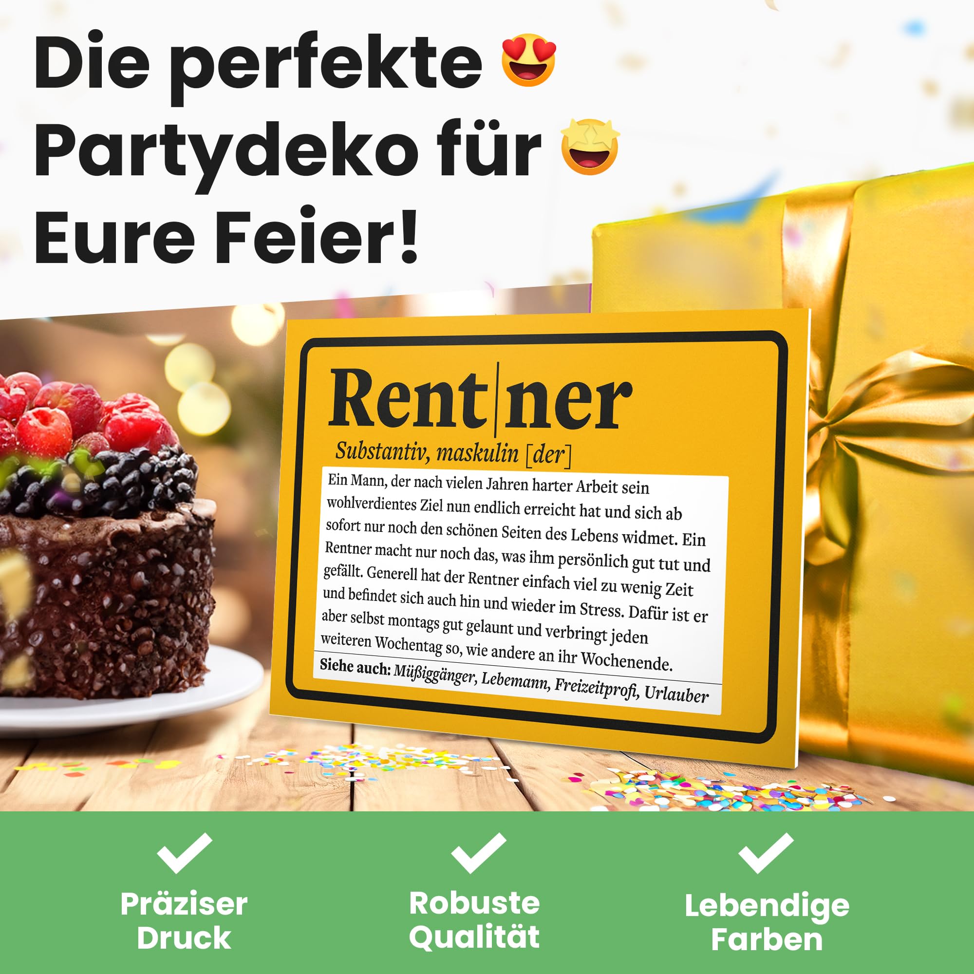 DankeDir! Pensioner Definition, 30 x 20 cm Plastic Sign, Men Retirement Pensioner Colleague Retirement Entry Gift - Image 4