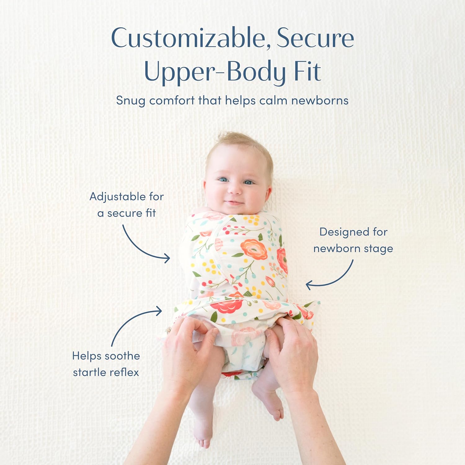 SleepingBaby Zippy Swaddle - 100% Cotton Newborn Swaddle Transition Wearable Blanket with Bottom Zipper - Secure, Breathable for Safer Sleep - Goodnight Moon - Small/Medium (7-13 lbs)