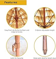 Vista 5 de FOREVER BAMBOO Tiki Thatch - Sombrilla de playa y patio – Palapa estilo hawaiano con protección UV
