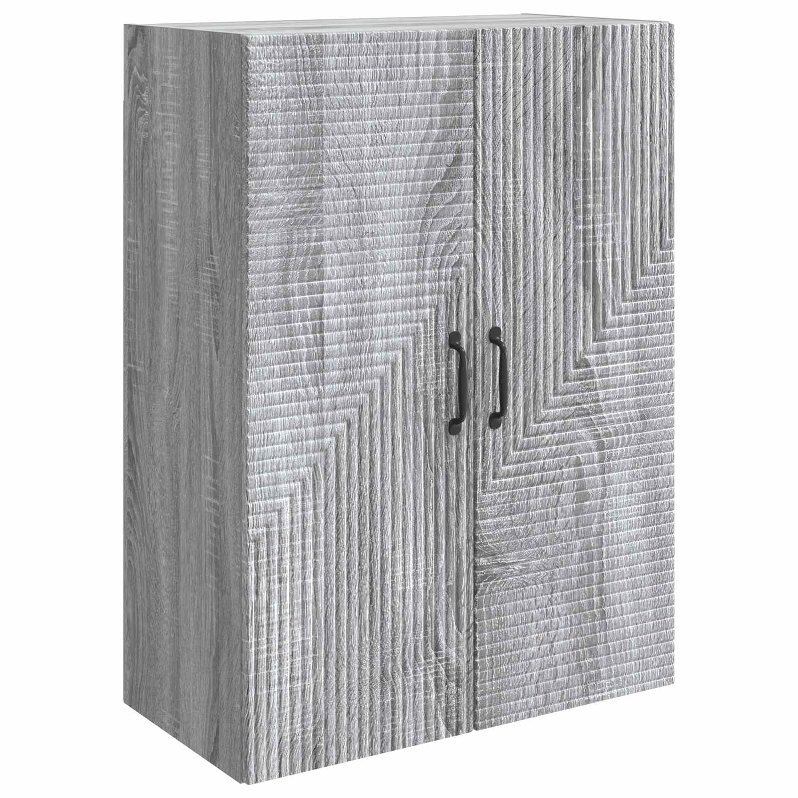 Armoire murale grise Sonoma 66 x 34,5 x 90 cm en bois avec 2 portes et étagères Montage mural pour salon, chambre à coucher, bureau, espace de rangement