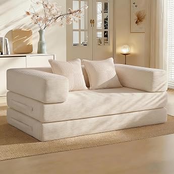 Vipbear Sofa Bed 160 cm Wide Boneless Couch with Sleep Function Cord Sofa