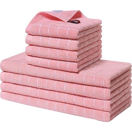 Homaxy Checkered Pink Dish Towels for Kitchen and Home Use