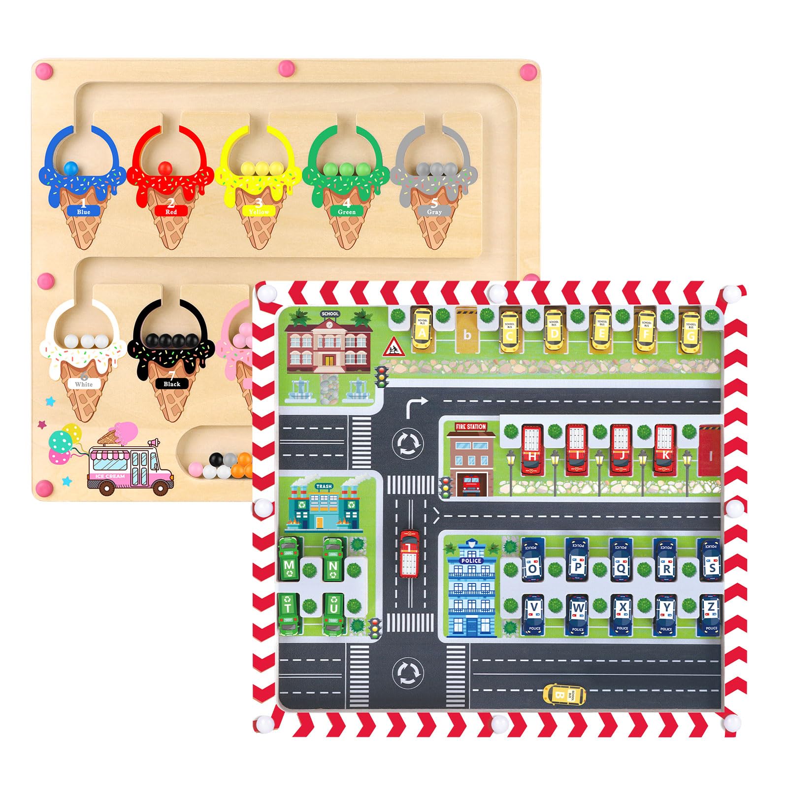 Amazon.com: 2 in 1 Magnetic Color and Number Maze,Alphabet Maze