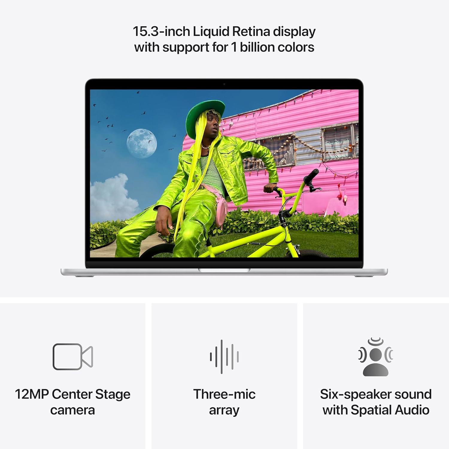 Apple 2026 MacBook Air 15-inch Laptop with M5 chip: Built for AI, 15.3-inch Liquid Retina Display, 16GB Unified Memory, 512GB SSD, 12MP Center Stage Camera, Touch ID, Wi-Fi 7; Silver