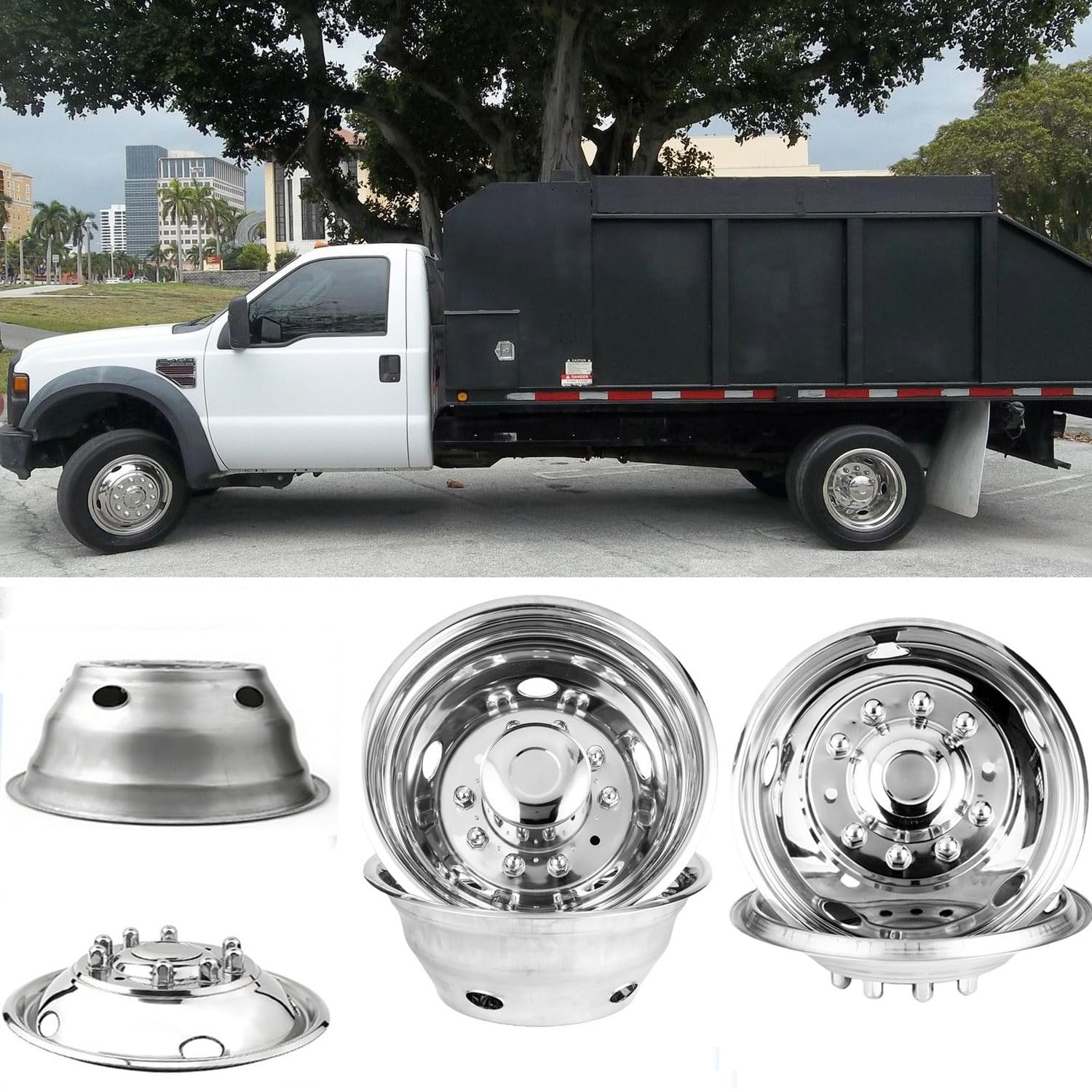 4X 19.5 Bolt On Dually Wheel Simulators Fit for Ford 2005-2025 F450 F550
