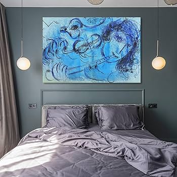 シャガール『フルートを吹く人』希少画集画、高級新品額・額装付 シャガール『フルートを吹く人』希少画集画、高級新品額・額装付