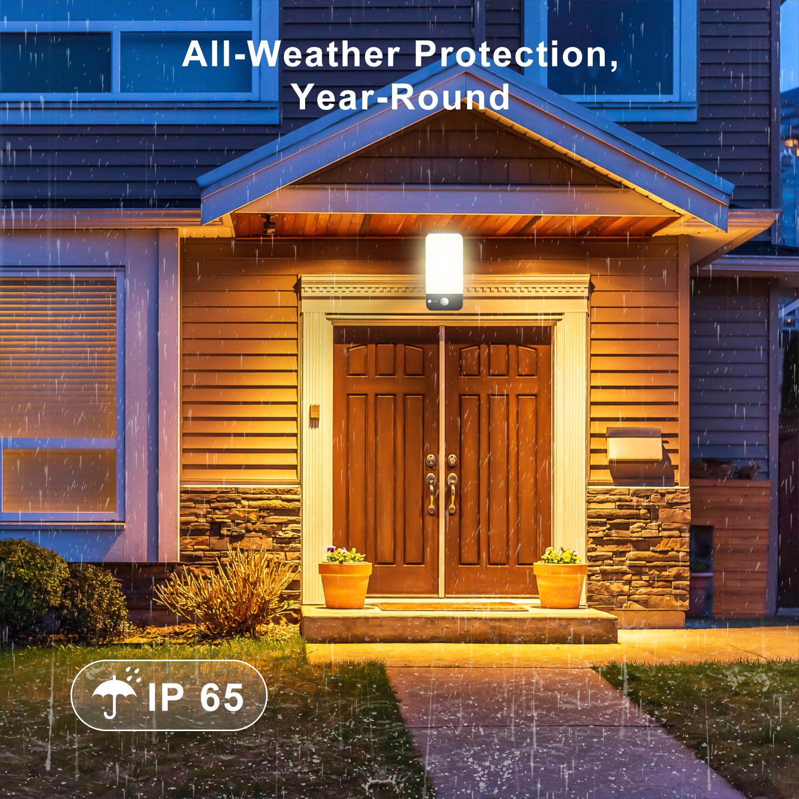 Aplique Exterior Sensor Movimiento, 12000mAh Inalámbrico, 2 Unidad | 422lm Regulable, 3000K-6000K, Mando a Distancia, Luz Roja de Alerta, Rotación 360°, Para Garaje y Jardín