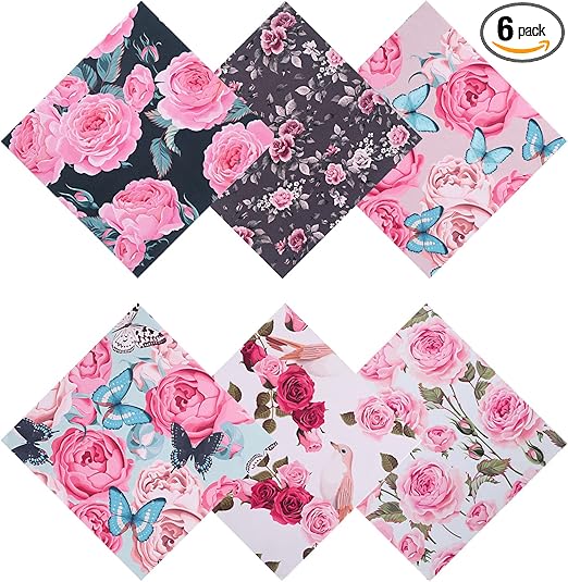 6PCS Thickened Glasses Cleaning Cloth Elegant Flower Design Microfiber Cleaning Cloth, Multi-Colored Eyeglass Lens Cleaning Cloths, Soft Wipes for Reusable Eyeglass and Phone Screens (Peony)