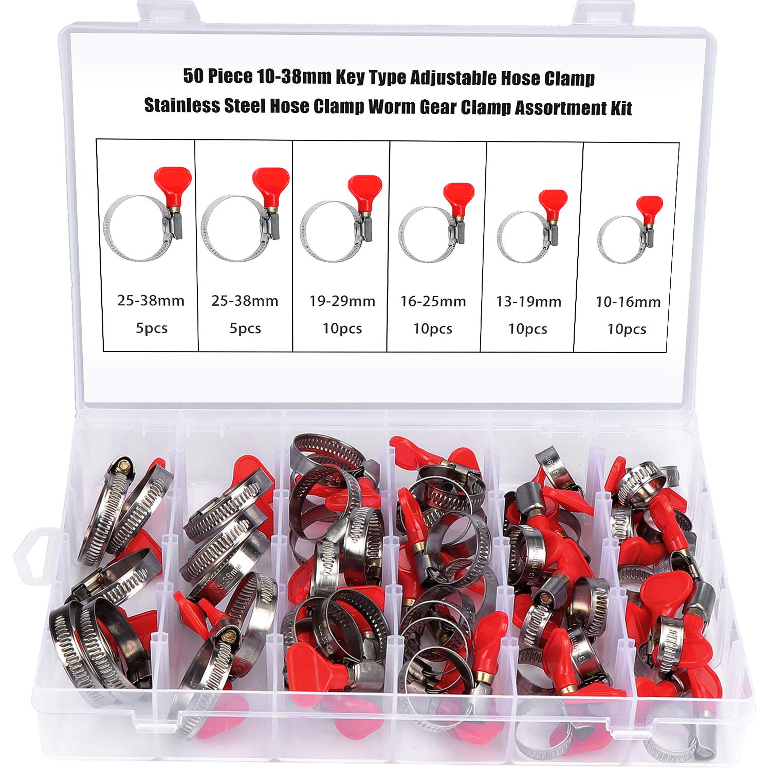 Buy OCR 50 Piece 938mm Key Type Adjustable Hose Clamp Stainless Steel Hose Clamp Worm Gear