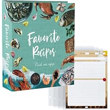 Recipe Binder Seafood & Extra 50 US Letter Size Plastic Sleeves