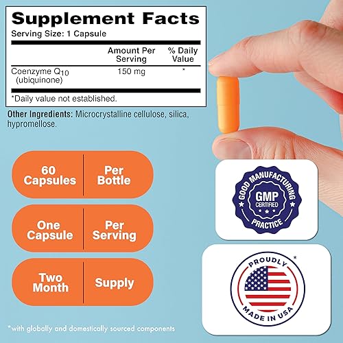Miniatura 2 de Health Thru Nutrition CoQ-10 150mg - 60 cápsulas Coenzima de ubiquinona Q10 Apoya la energía celular y la protección antioxidante Sin OMG, sin