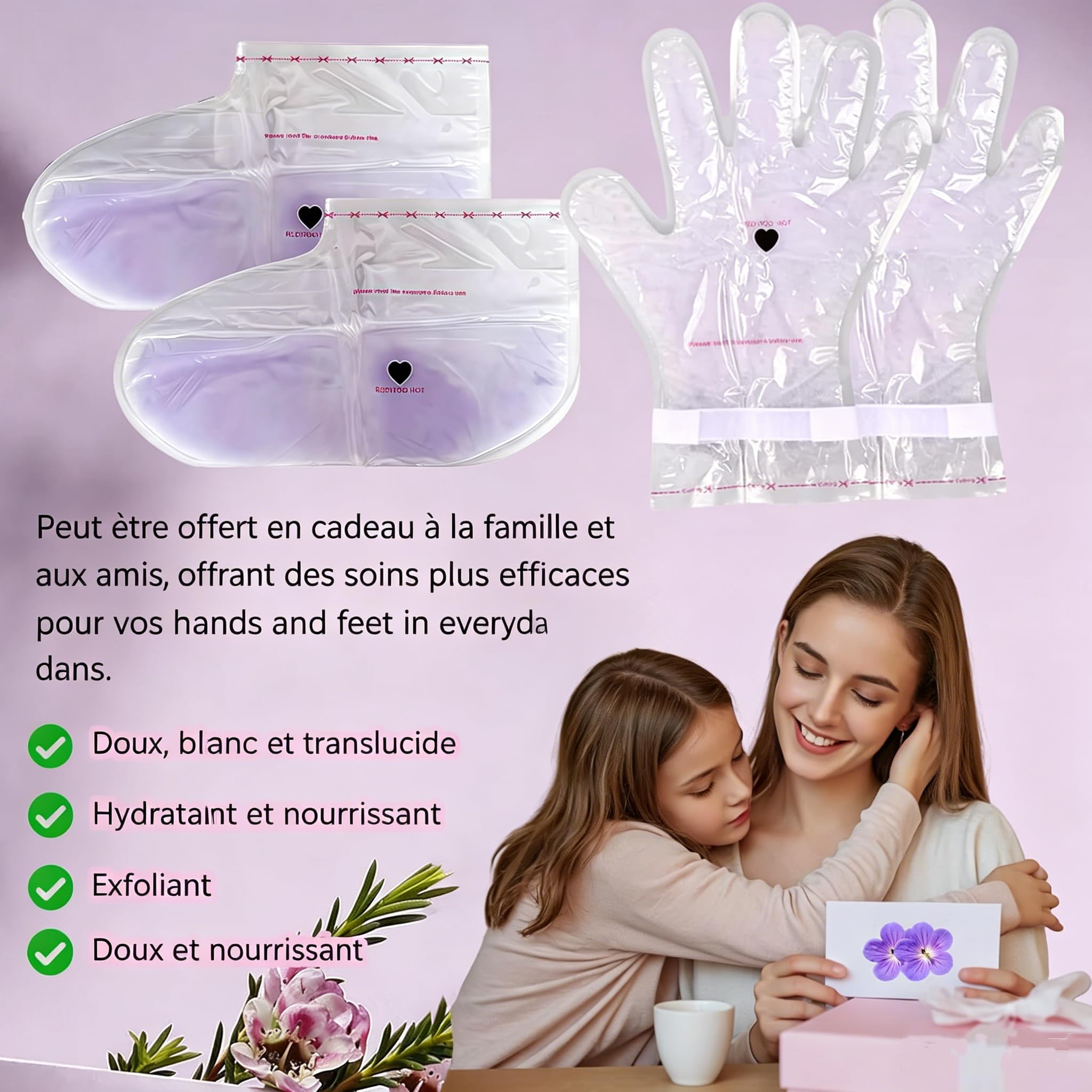 Gants et Chaussettes à Cire de Paraffine Lavande, Bain de Paraffine Mains Pieds, Soin Peau Intensif, Violet